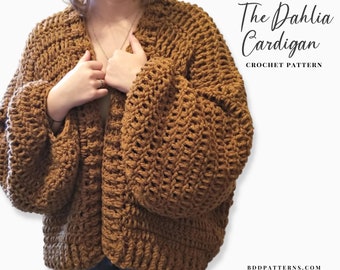 Crochet Cardigan Pattern | Autumn Sweater | Puff Sleeve Sweater | Fall Crochet | Jumper Crochet Pattern | Instant Download PDF | The Dahlia
