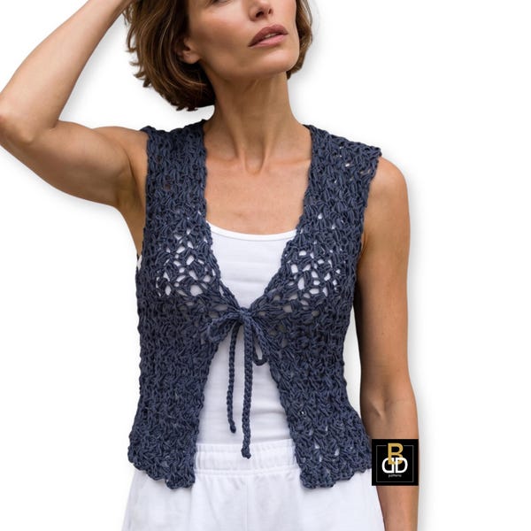 Boho Crochet Vest Pattern | Easy Summer Layering Top With Video Tutorial | Lace Crochet Vest PDF | Sizes XS–3XL