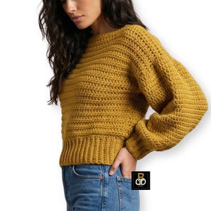 Patrón de crochet fácil / Jersey con mangas globo / The Darla