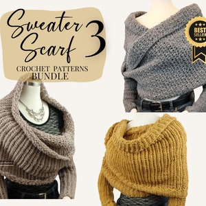 Crochet Patterns Bundle | Sweater Scarf Crochet Patterns | Crochet Shrug | Crossover Sweater | Easy Crochet | Instant Download | PDF Pattern