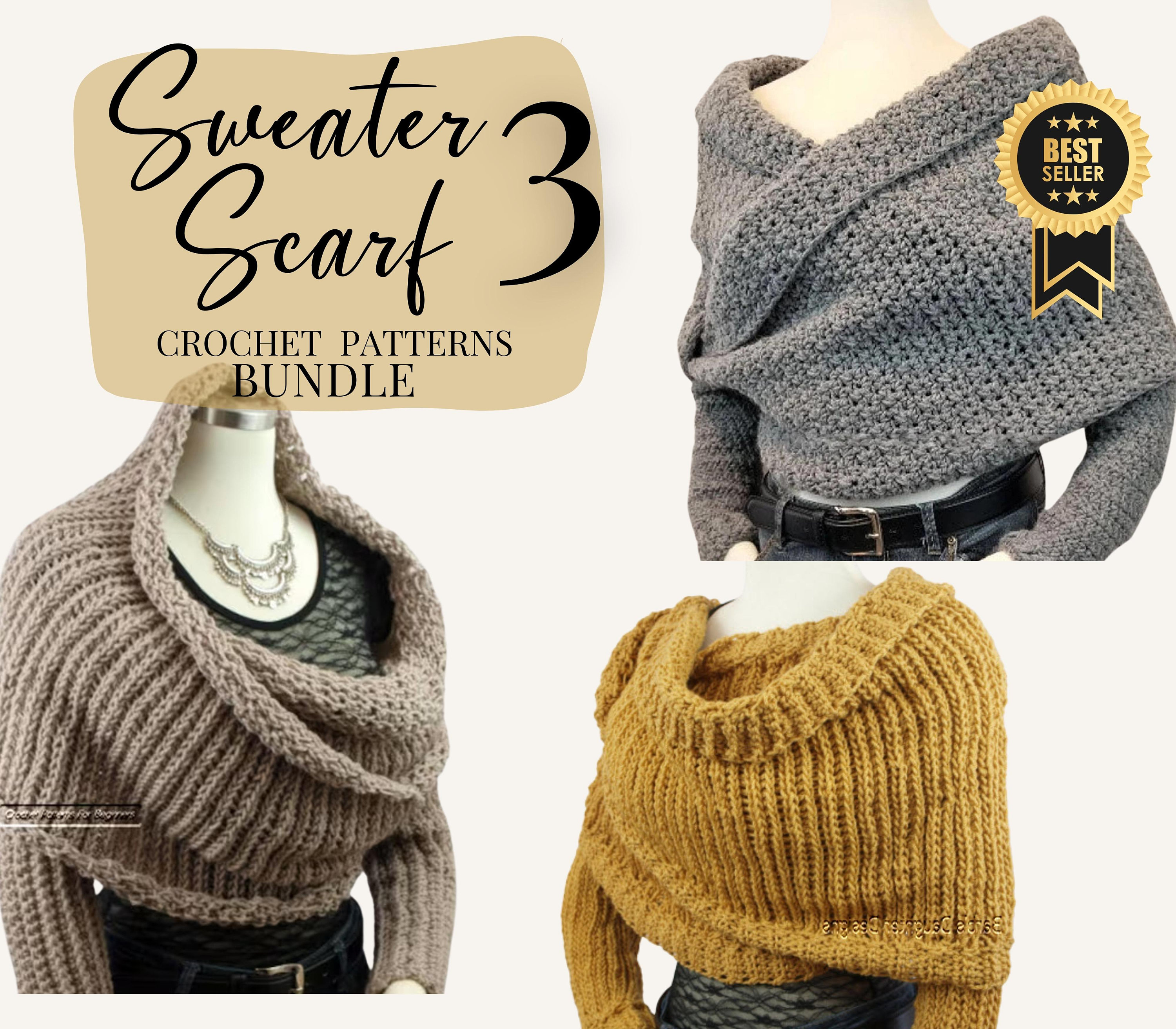 Crochet Patterns Bundle Sweater Scarf Crochet Patterns Crochet Shrug  Crossover Sweater Easy Crochet Instant Download PDF Pattern 