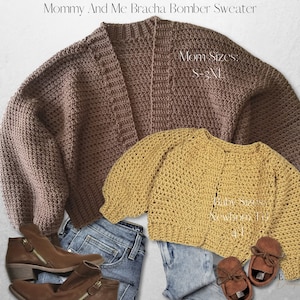 Crochet Patterns Mommy And Me Bomber Sweater Crochet Patterns Sizes S-3XL And 6 Months To 4T The Bracha Bomber image 5