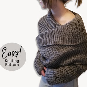 Easy Knitting Pattern | Sweater Scarf Knitting Pattern | Scarf With Sleeves | Crossover Sweater | The Sophie PDF Knitting Pattern