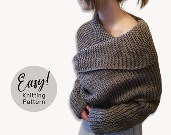 Easy Knitting Pattern | Sweater Scarf Knitting Pattern | Scarf With Sleeves | Crossover Sweater | The Sophie PDF Knitting Pattern