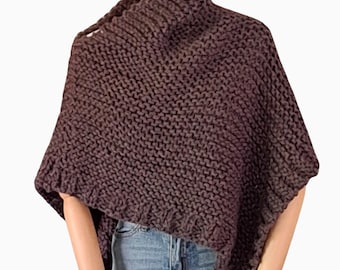 Patrón de poncho fácil de tejer: punto grueso para principiantes (descarga instantánea)