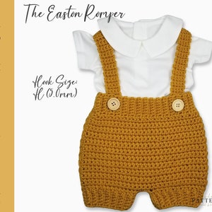 Easy Crochet Pattern--The Easton Baby Romper in Sizes 3-24 Months