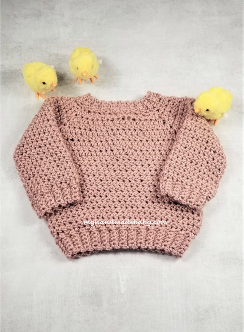 Crochet Pattern Baby Sweater Pullover Unisex Crochet Pattern Sizes 0-24 Months The Kensington image 7