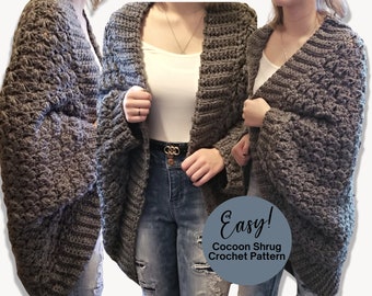 Cardigan au crochet | Patron au crochet | Téléchargement instantané | Adapté aux débutants | Haussement d'épaules cocon | Cardigan long au crochet | Le Danni