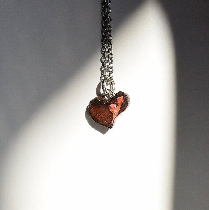 Minimalist Wooden Heart Pendant From Oak Wood and Jasper - Etsy