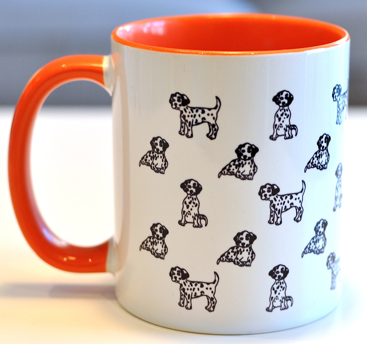 Dalmatien Mug Dog Puppy Print Pattern Orange