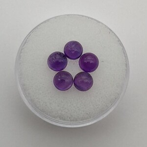 Amethyst round cabochon 5 pieces 5 mm x 5 mm 2.1 ct total weight
