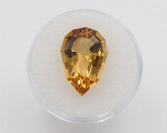 Citrine , 9.30 ct , Geometric Cut , 17 mm x 12 mm , Tear Drop , Jewelry Supply , Collectable
