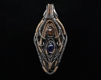 Pendant  , Tanzanite , Hessonite Garnet , Sterling Silver , Gold Fill , One of a Kind