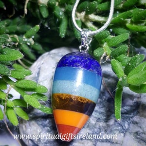 Chakra Necklace Silver - Chakra Pendant Real Stone 925 Sterling Silver Chain Crystal For Her, Ladies, Womens Girls, Holistic Spiritual Gifts