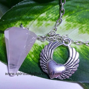Rose Quartz Pendulum - Crystal Pendulums, Pink Stone Velvet Storage Pouch, Dowsing Divination Tools Unique Unusual Something Different