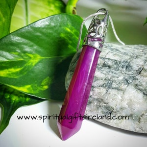 Pink Agate Necklace - Wand Pendant Sterling Silver Chain 925, Crystal Healing Point Stone Necklace By Spiritual Gifts Ireland Healing Stones