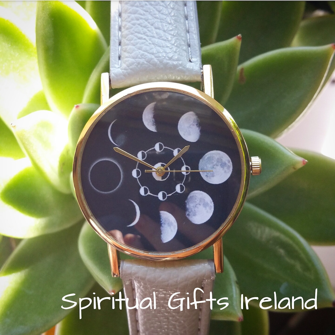 Moon Watch Moon Phases Lunar Wrist Watch Gray Waxing Waning Etsy