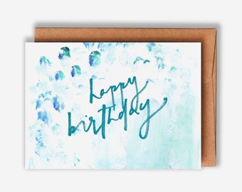 Happy Birthday Greeting Card | Abstract Painting Calligraphy