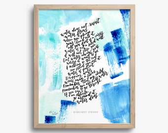 Margaret Atwood Inspirerende Quote Art Print | Abstracte Aquarel Kalligrafie Wall Art | Water verzet zich niet. Water stroomt.