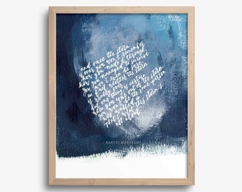 Haruki Murakami Inspirational Quote Art Print | Abstract Watercolor Calligraphy Wall Art | And Once the Storm is Over