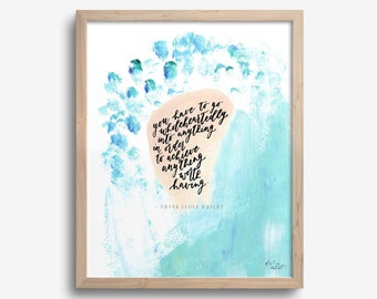 Frank Lloyd Wright Inspirerende Quote Art Print | Abstracte Aquarel Kalligrafie Wall Art | Je moet je overal met hart en ziel in verdiepen