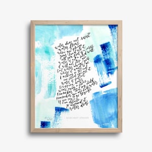 Margaret Atwood Inspirational Quote Art Print | Abstract Watercolor Calligraphy Wall Art | Water Does Not Resist. Water Flows.