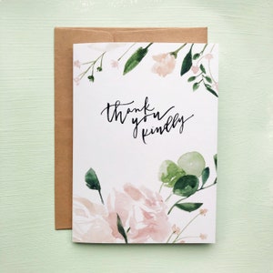 Thank You Kindly Greeting Card | Watercolor Floral