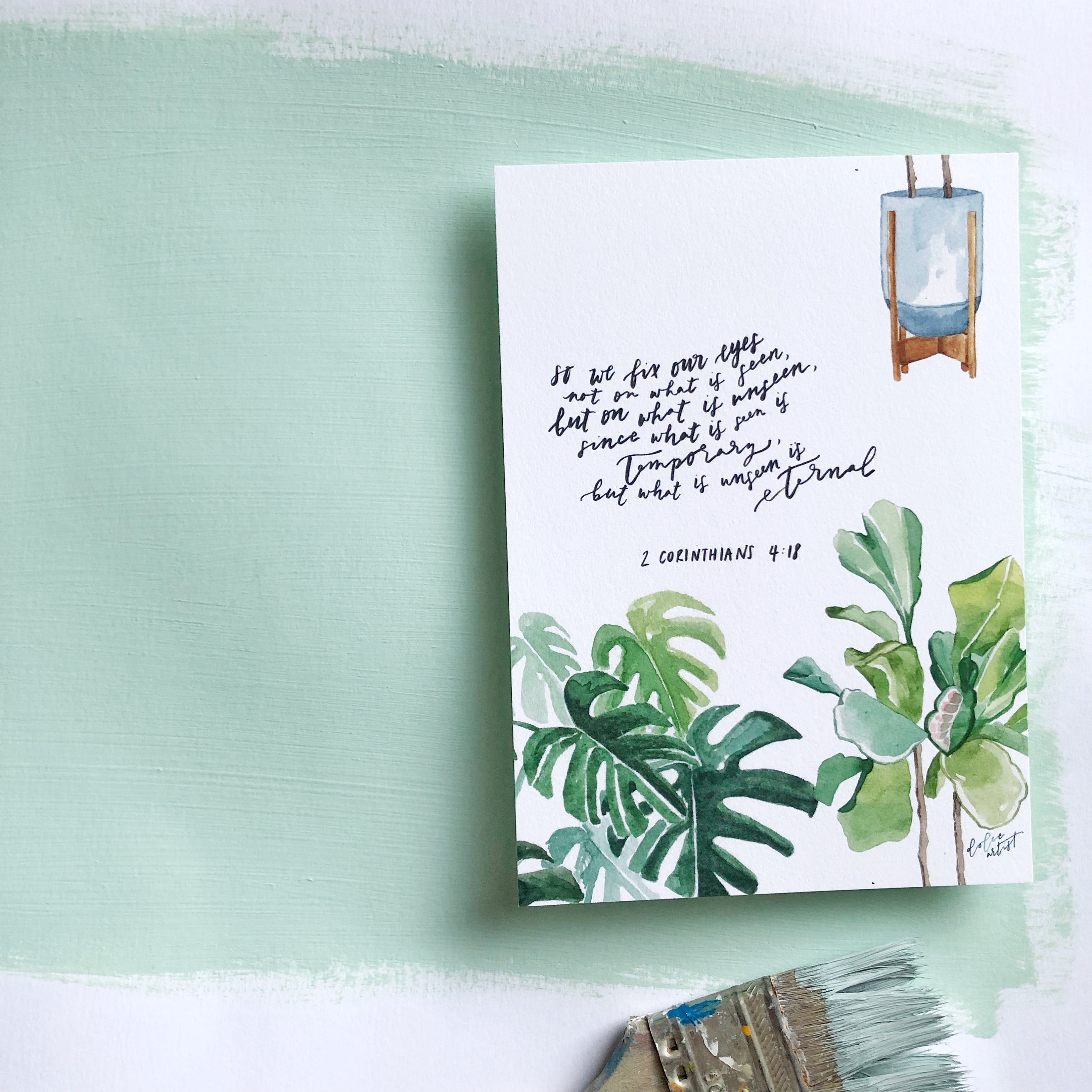 2 Corinthians 4:18 Bible Verse Art Print | Watercolor Botanical ...