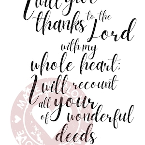 Psalm 9:1 Digital Print