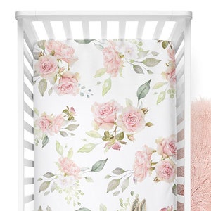 blush floral crib sheet