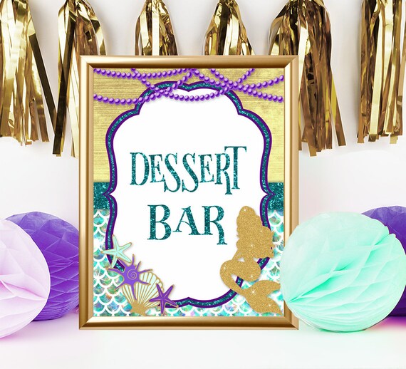 Mermaid Baby Shower Sign Dessert Bar Mermaid Birthday Dessert Etsy