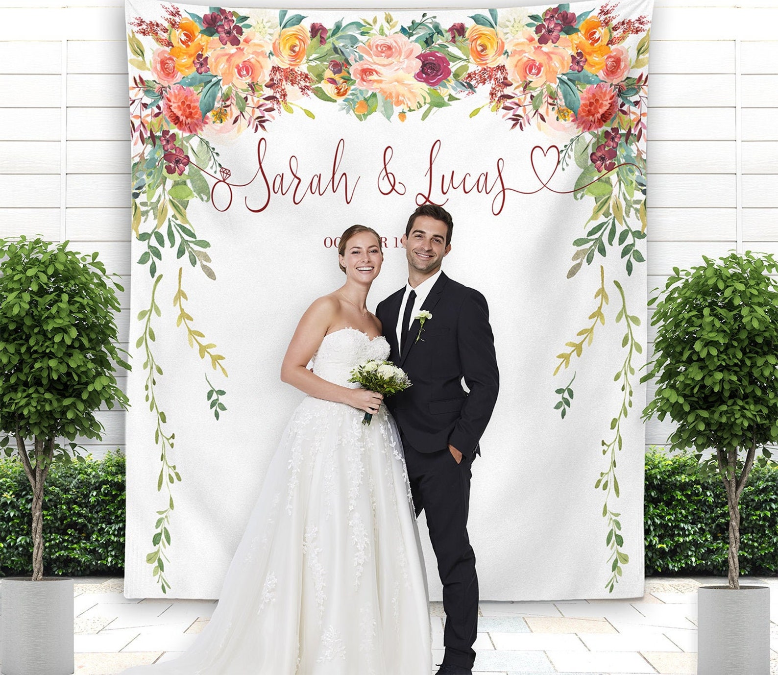 Fall Wedding Backdrop Floral Wedding backdrop for ceremony Etsy