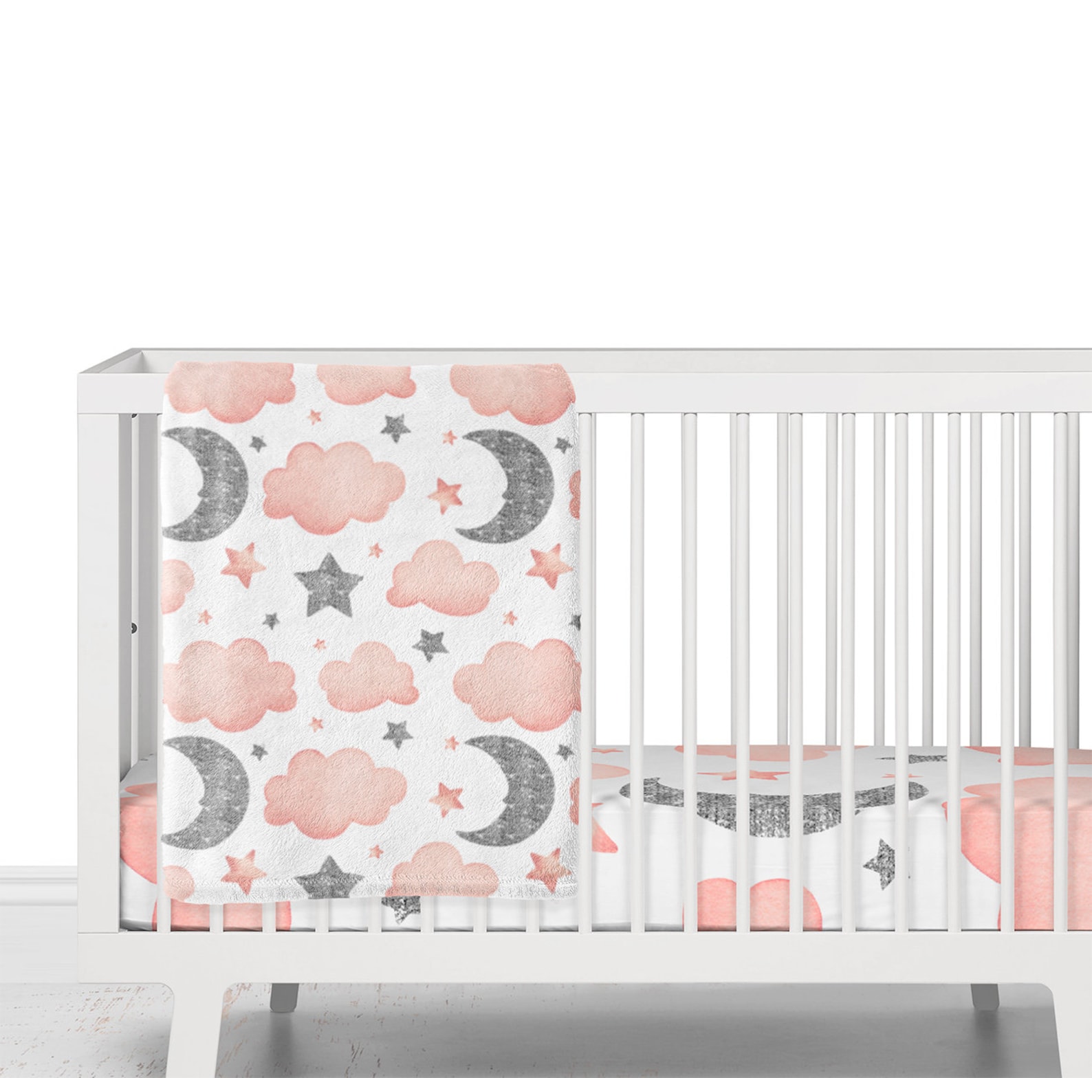 Moon and Stars Crib Sheet Pink and Silver Moon and Stars Crib Etsy