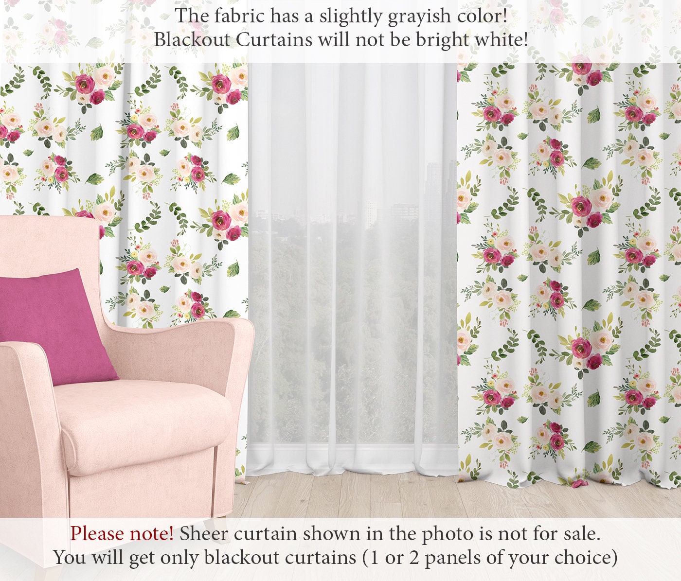 Hot Pink and Blush Nursery Window Curtains Nursery Blackout Etsy