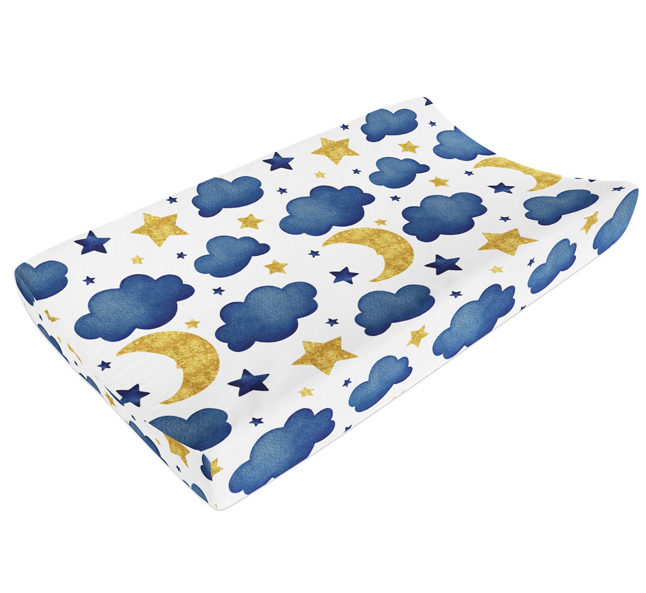 Moon and Stars Baby Blanket Navy Blue and Gold Minky Blanket Etsy