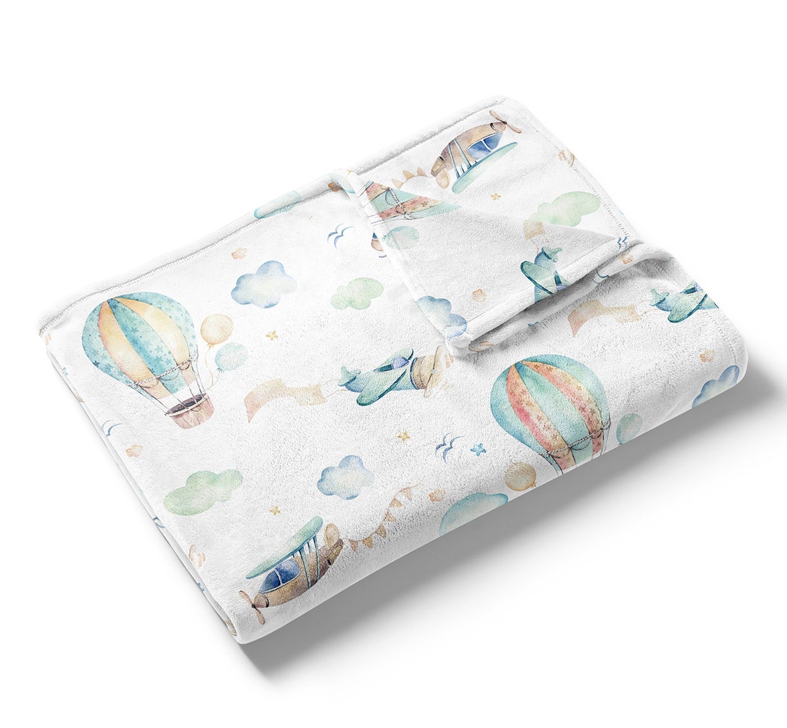 Hot Air Balloon Baby Blanket Boy Minky Blanket Crib bedding Etsy