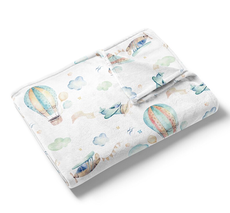 Hot Air Balloon Baby Blanket Boy Minky Blanket Crib Bedding Etsy