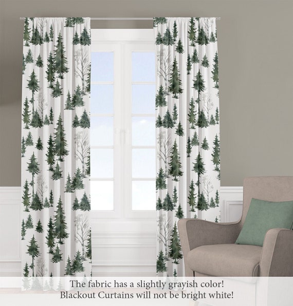 Woodland Forest Trees Window Curtains Nursery Blackout Etsy