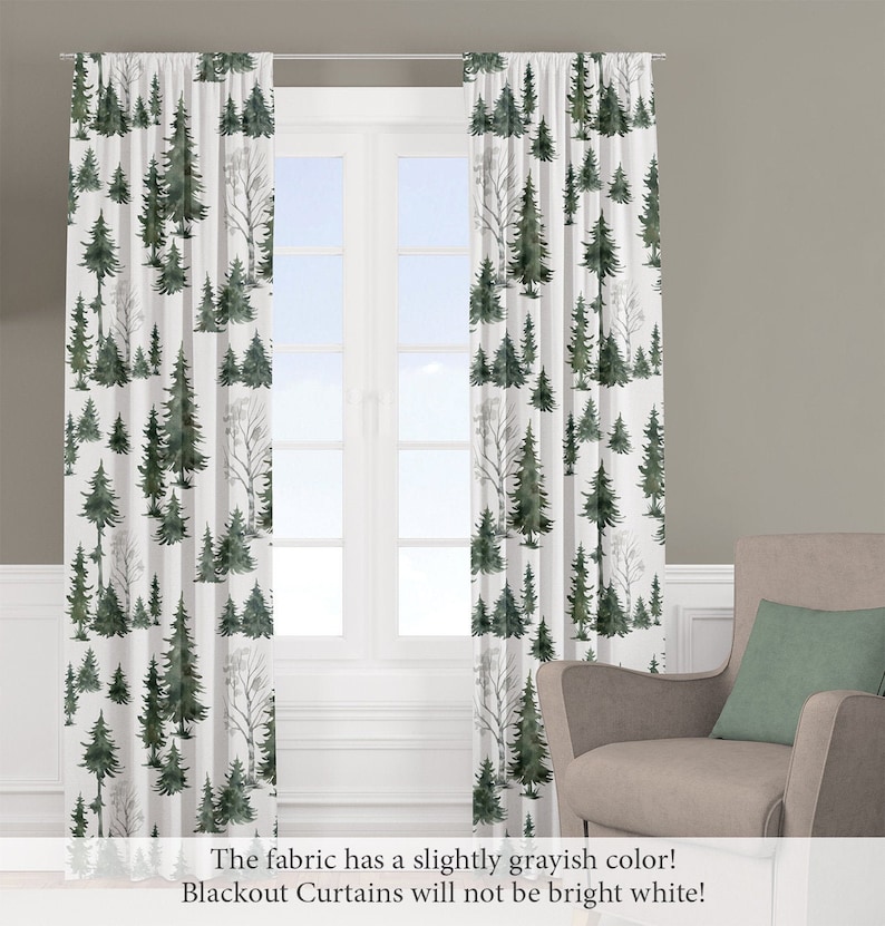 Woodland Forest Trees Window Curtains Nursery Blackout Etsy