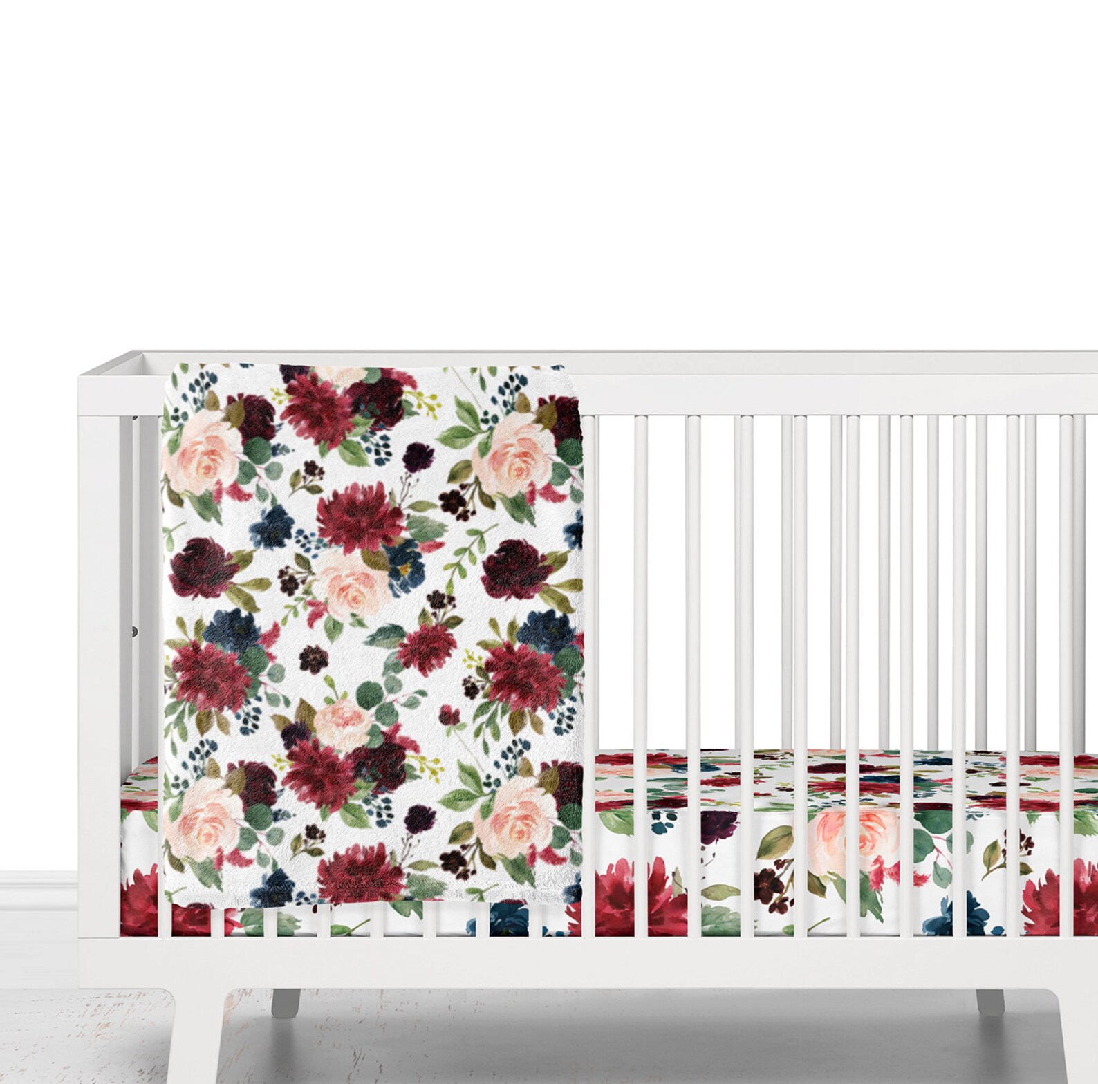 Burgundy and Navy Floral Changing Pad Cover Baby Girl Etsy