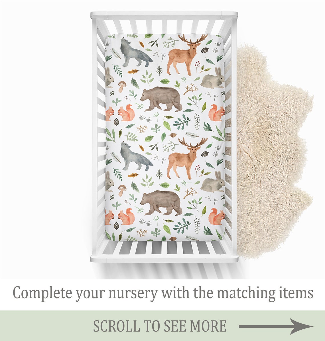 Woodland Animals Crib Sheet Crib Bedding Baby Bedding Etsy