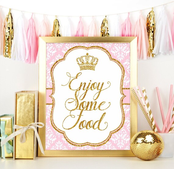 Royal Princess Enjoy Some Food Sign Food Sign Baby Shower Etsy