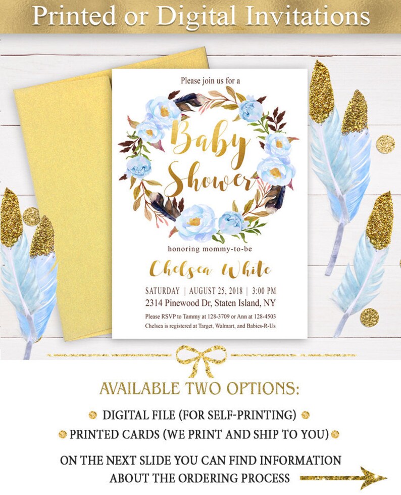 Boho Baby Shower Invitation Boy Blue Baby Shower Invitation Printed Invitation Boy Baby Shower Custom Invitation Blue Boho Boho Baby Shower Invitation Boy Blue Baby Shower Invitation Printed Invitation Boy Baby Shower Custom Invitation Blue Boho