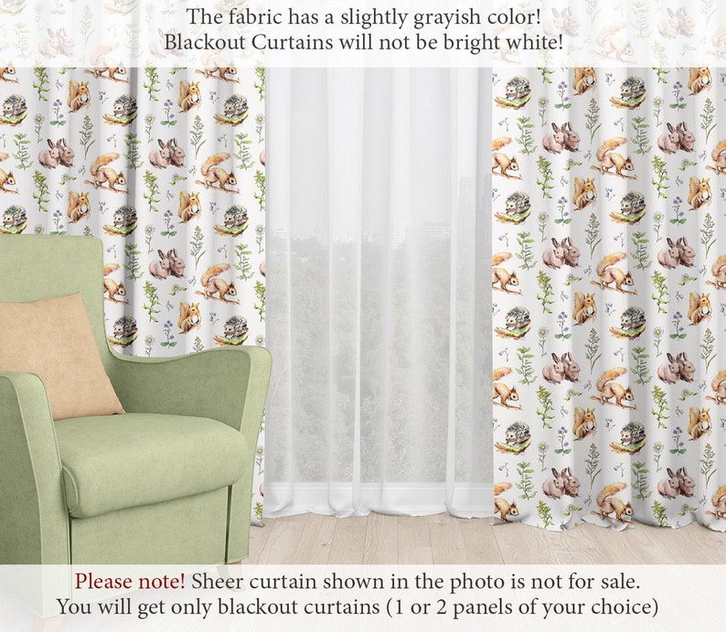 Woodland Nursery Window Curtains Nursery Blackout Curtains Etsy
