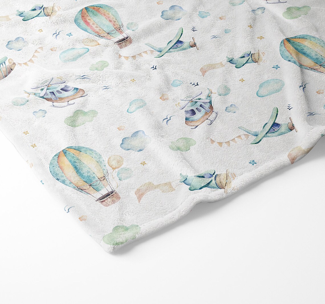Hot Air Balloon Baby Blanket Boy Minky Blanket Crib bedding Etsy