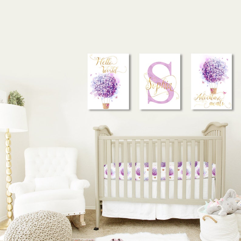 Lavender Nursery Wall Decor Adventure Awaits Nursery Decor Etsy