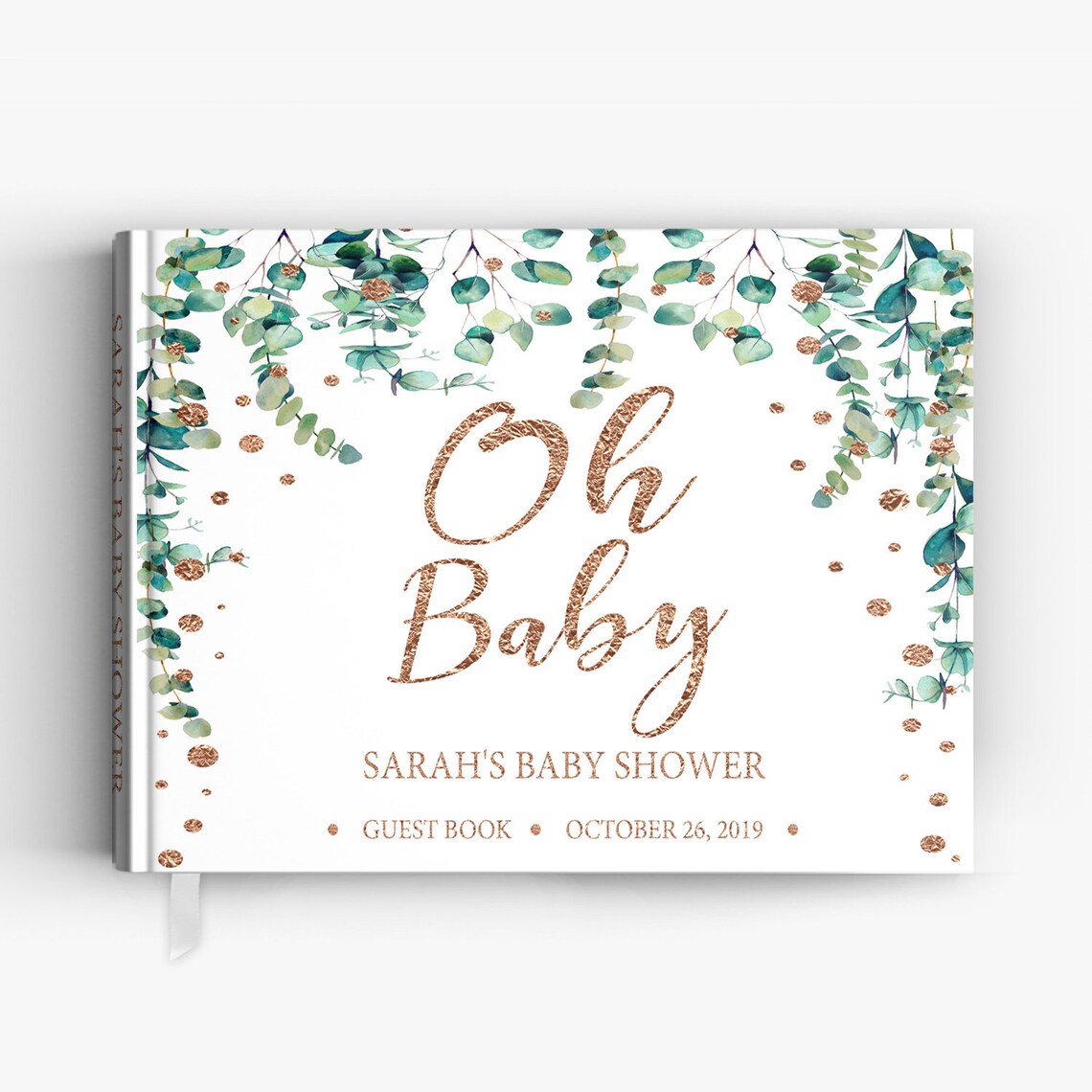Greenery Baby Shower Guest Book Eucalyptus and Faux Rose Gold Etsy