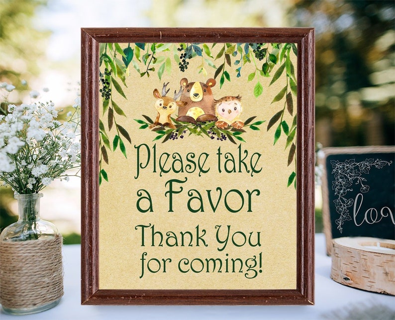 Woodland Baby Shower Favor Sign Please Take A Favor sign Etsy