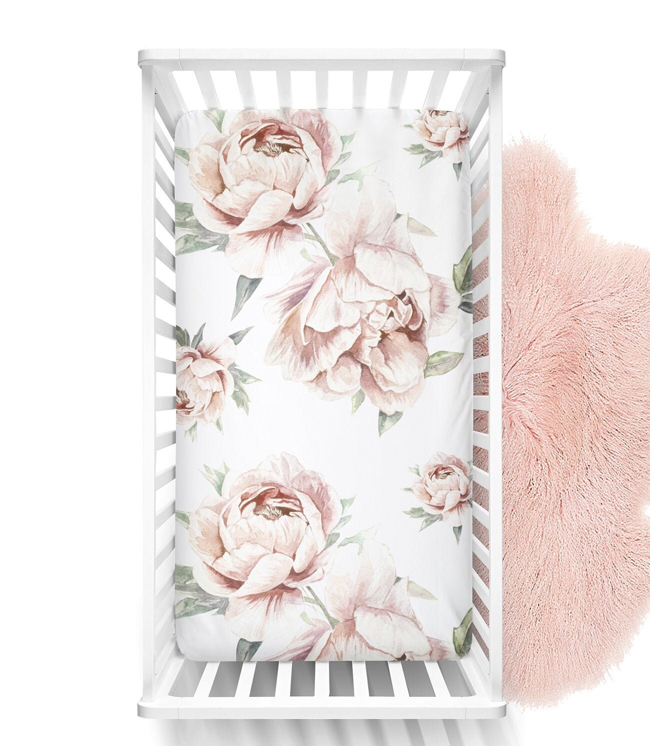 Blush Peony Crib Sheet Blush Floral Crib bedding Baby Etsy