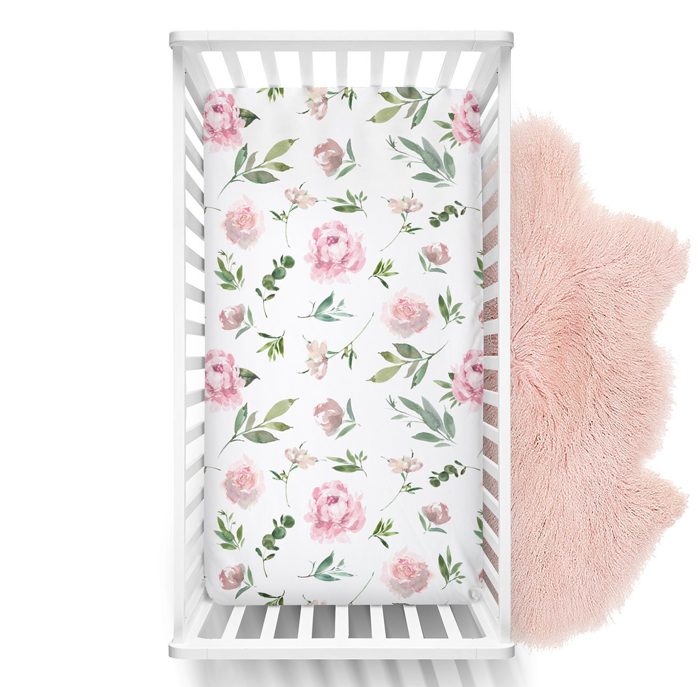 Pink Peony Crib Sheet Crib bedding Baby bedding Baby Girl Etsy